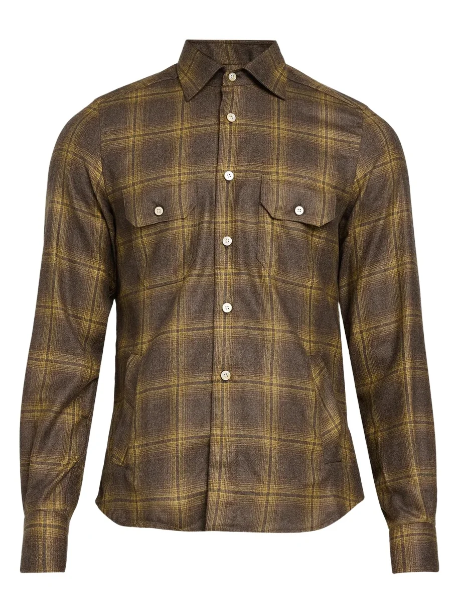 Kiton Men's Cashmere Plaid Overshirt