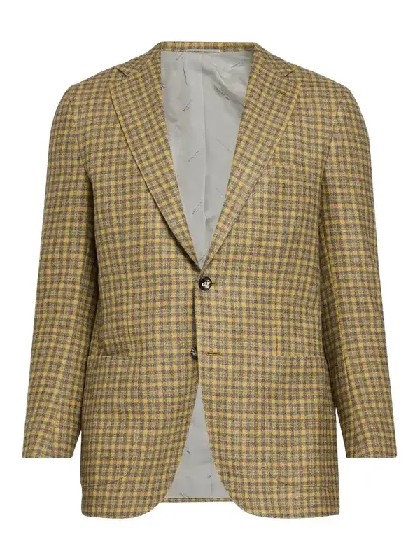 Kiton Men's Cashmere Micro-Plaid Single-Breasted Sport Coat