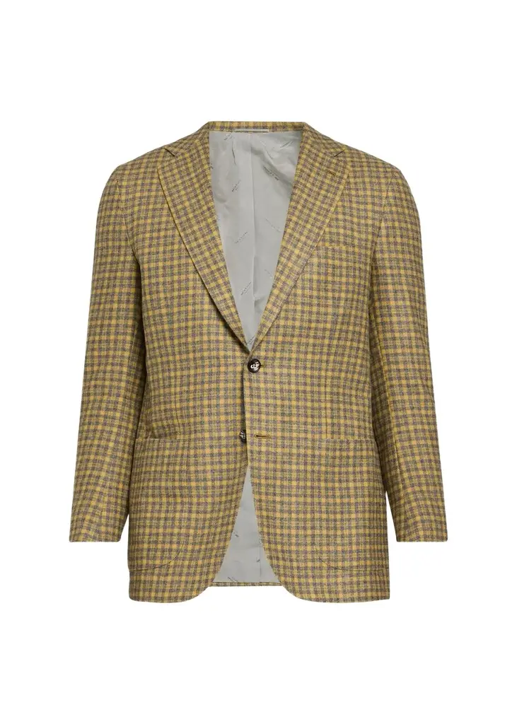 Kiton Men's Cashmere Micro-Plaid Single-Breasted Sport Coat