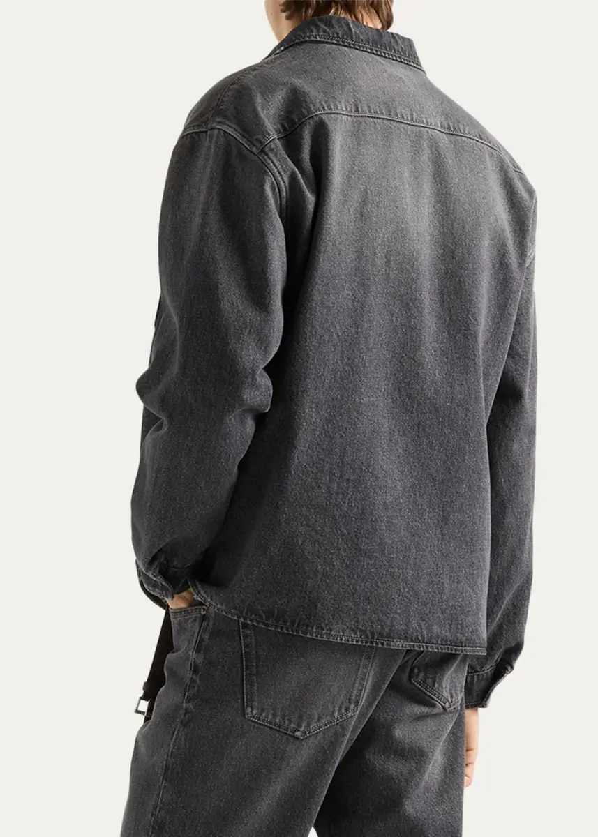 Prada Men's Zip-Front Denim Shirt | Thumbnail 3 Prada Men's Zip-Front Denim Shirt | Thumbnail 3