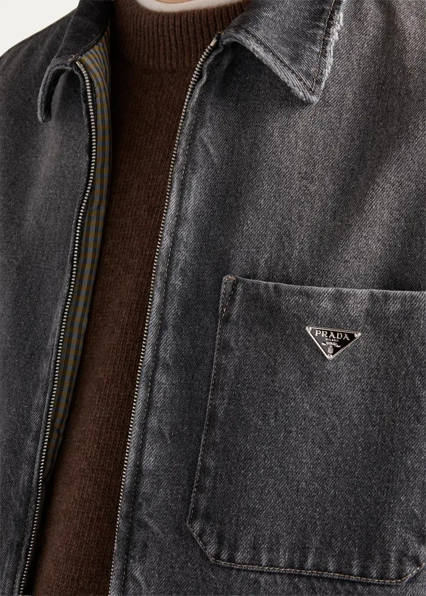 Prada Men's Zip-Front Denim Shirt | Thumbnail 5 Prada Men's Zip-Front Denim Shirt | Thumbnail 5