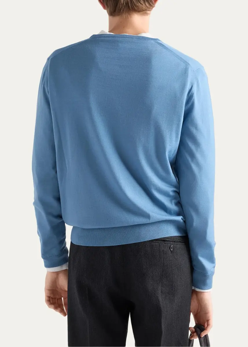 Prada Men's Superfine Wool Crewneck Sweater | Thumbnail 3 Prada Men's Superfine Wool Crewneck Sweater | Thumbnail 3