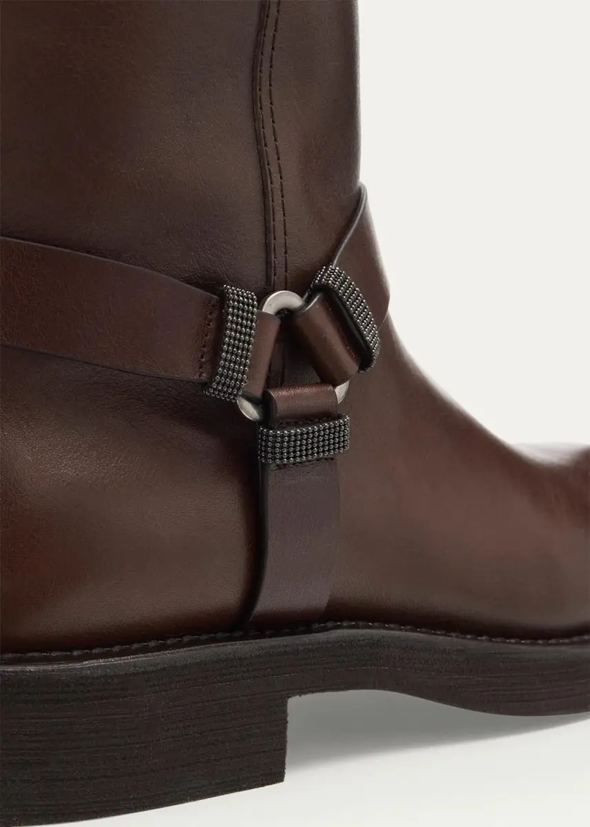Brunello Cucinelli Monili Leather Knee-High Riding Boots | Thumbnail 3 Brunello Cucinelli Monili Leather Knee-High Riding Boots | Thumbnail 3