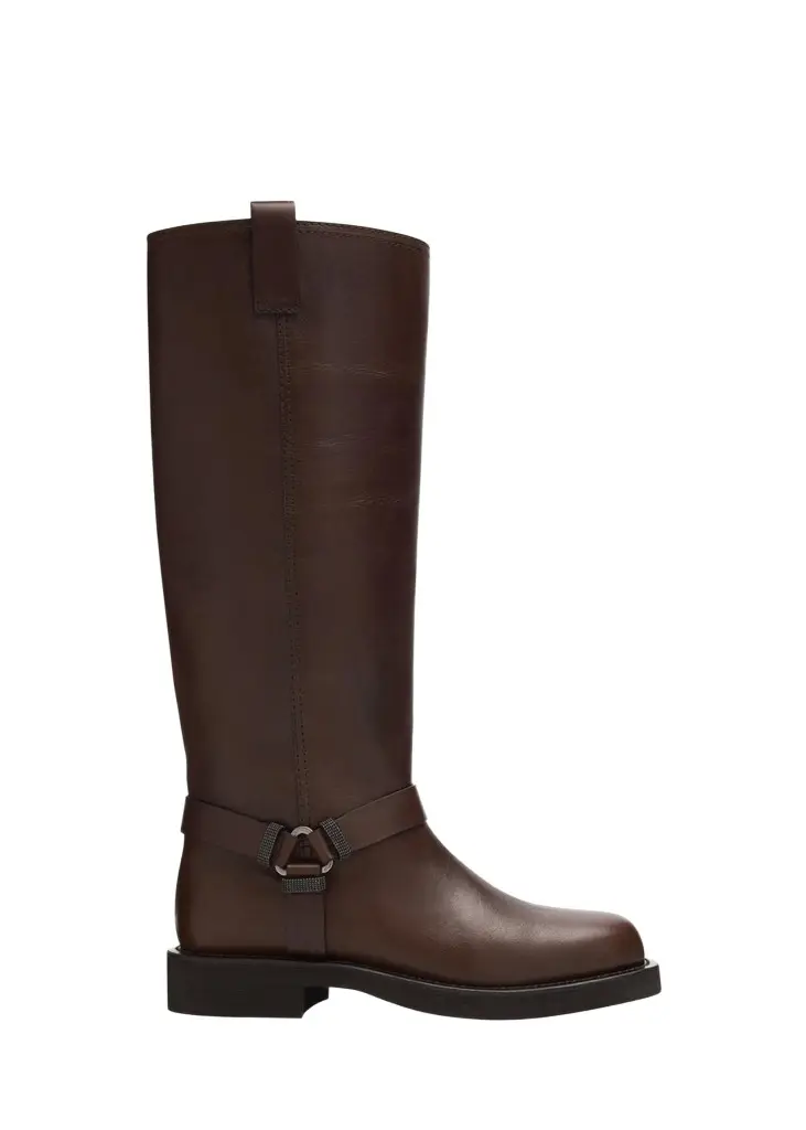 Monili Leather Knee-High Riding Boots