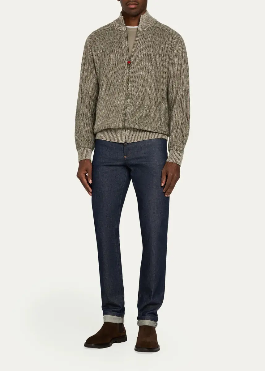 Kiton Men's Wool & Cashmere Mouline Full-Zip Cardigan | Thumbnail 2 Kiton Men's Wool & Cashmere Mouline Full-Zip Cardigan | Thumbnail 2