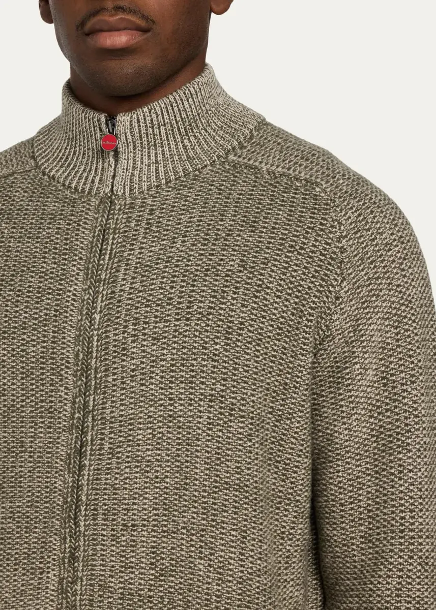 Kiton Men's Wool & Cashmere Mouline Full-Zip Cardigan | Thumbnail 5 Kiton Men's Wool & Cashmere Mouline Full-Zip Cardigan | Thumbnail 5