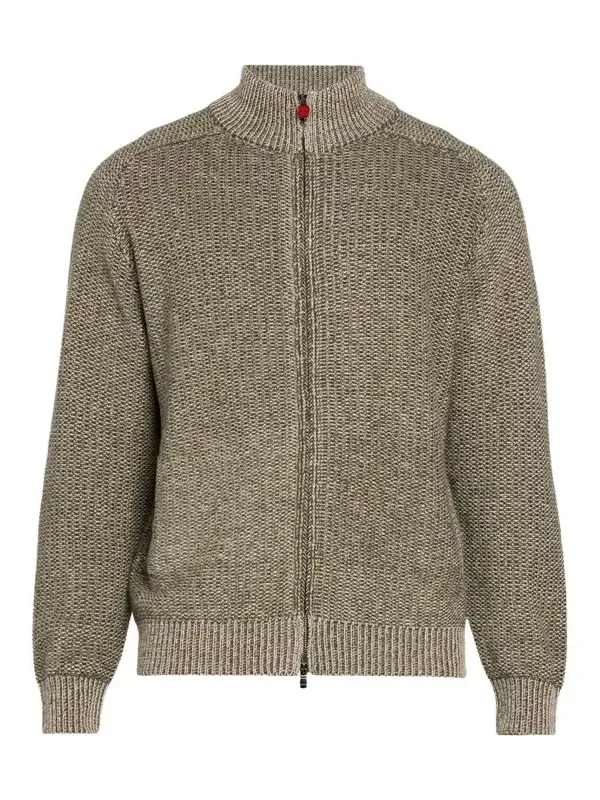 Kiton Men's Wool & Cashmere Mouline Full-Zip Cardigan