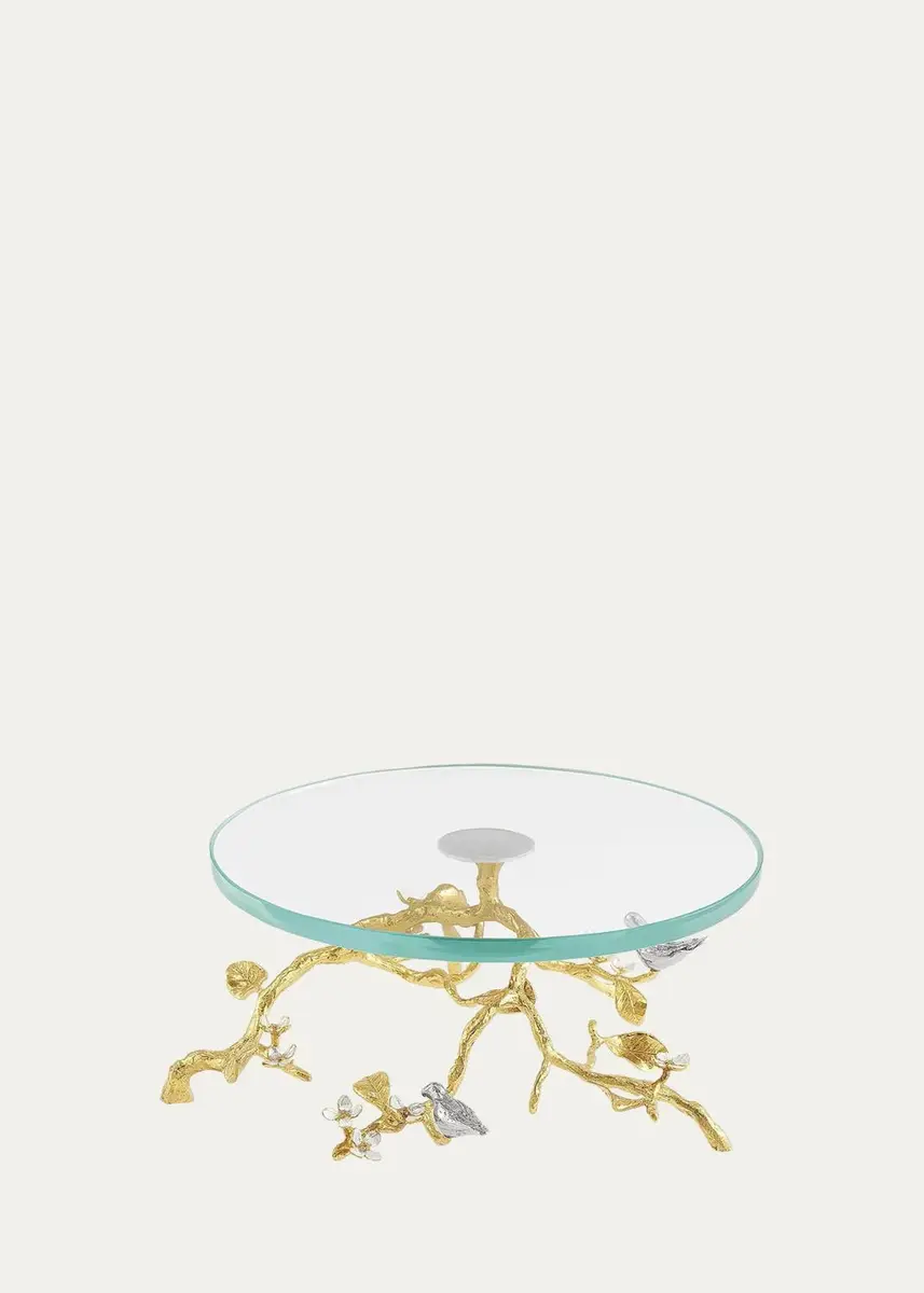 Michael Aram Lovebirds Silver & Gold Glass Cakestand | Thumbnail 2 Michael Aram Lovebirds Silver & Gold Glass Cakestand | Thumbnail 2