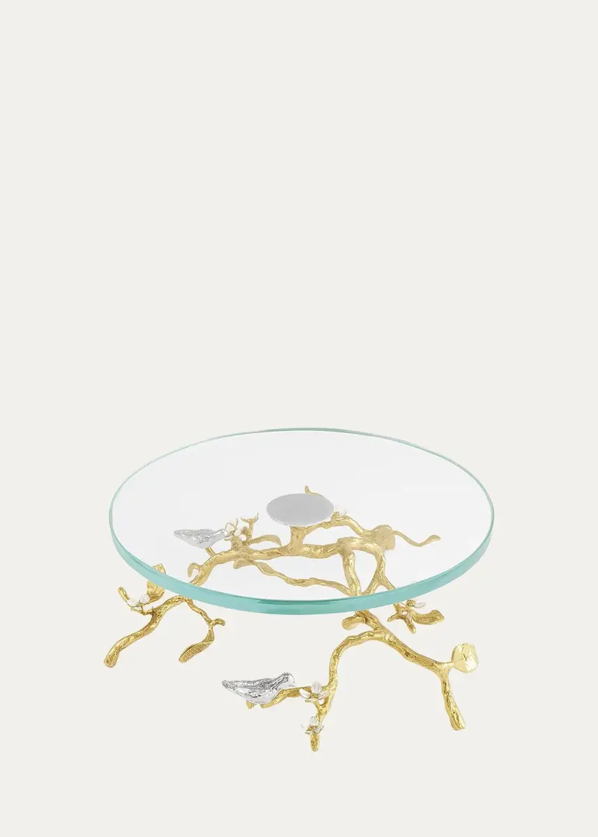 Michael Aram Lovebirds Silver & Gold Glass Cakestand | Thumbnail 3 Michael Aram Lovebirds Silver & Gold Glass Cakestand | Thumbnail 3