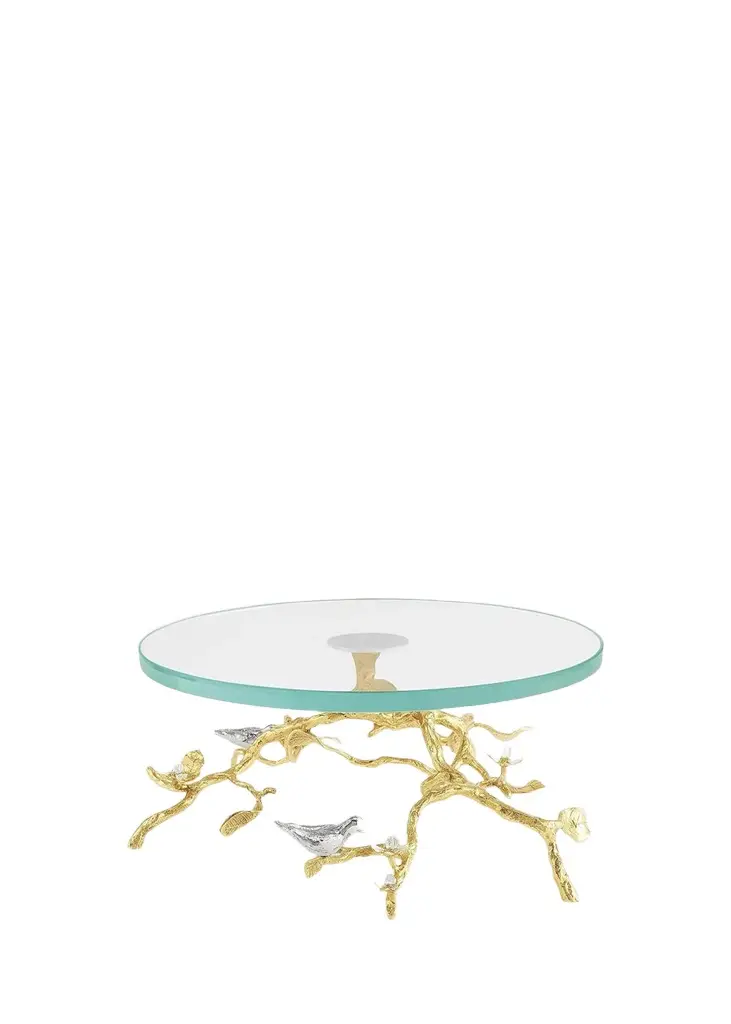 Lovebirds Silver & Gold Glass Cakestand Lovebirds Silver & Gold Glass Cakestand