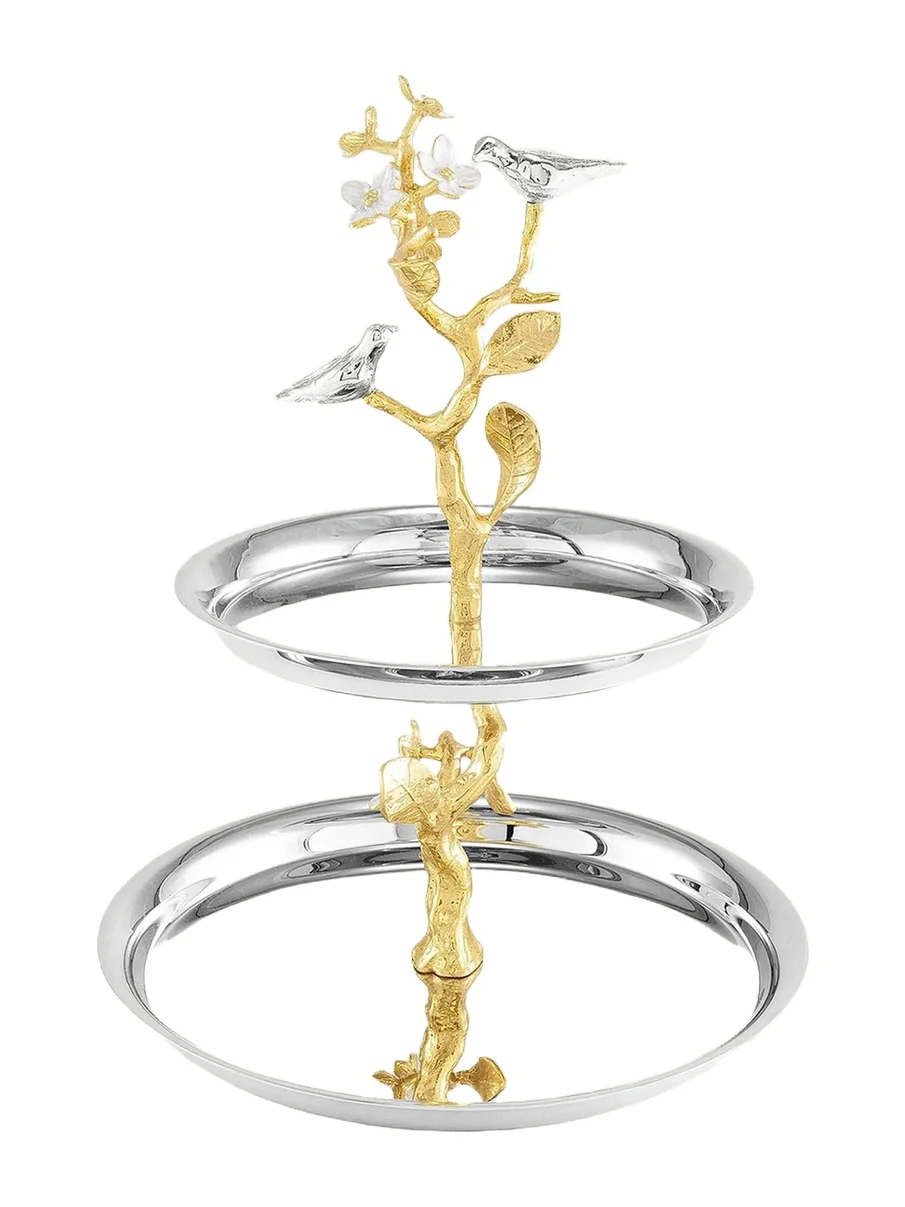 Michael Aram Lovebirds Silver & Gold Etagere