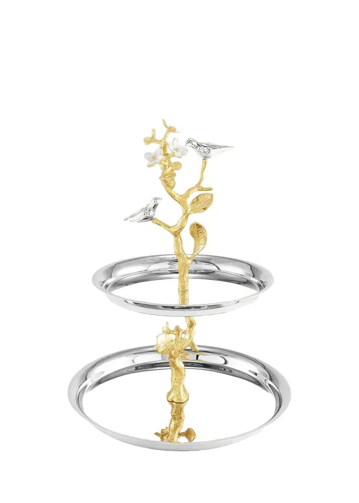 Michael Aram Lovebirds Silver & Gold Etagere
