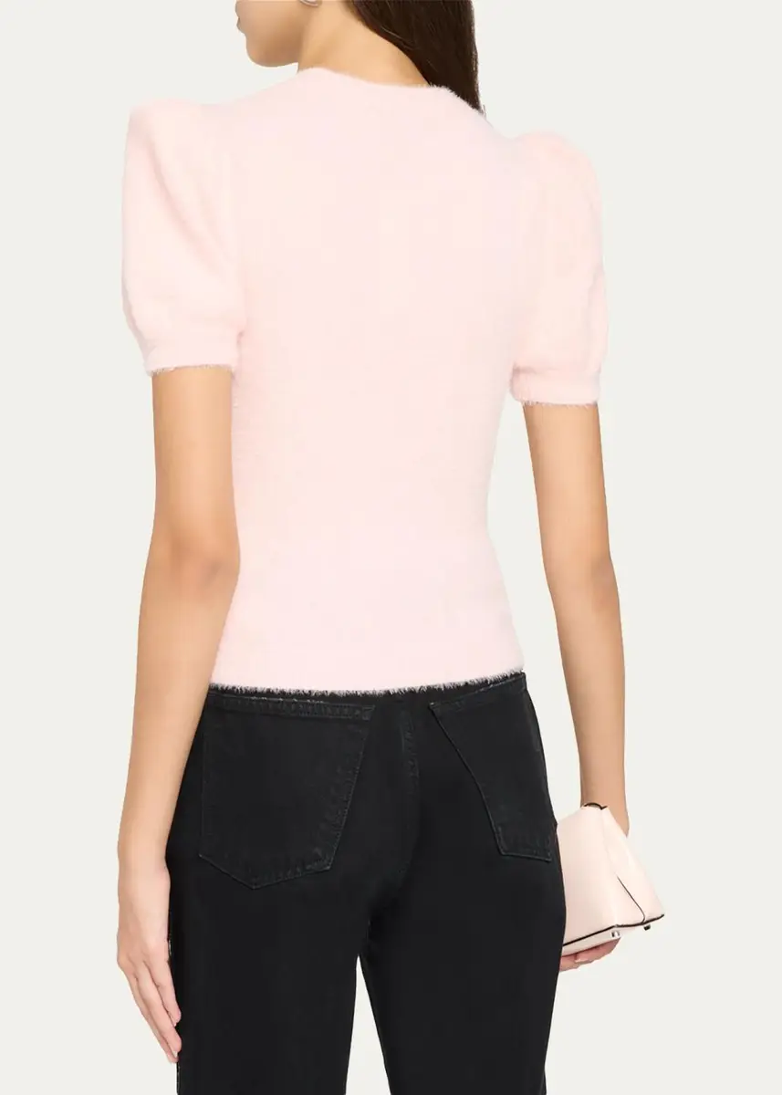 Alice + Olivia Ciara Puff-Sleeve Metallic Fuzzy Knit Sweater | Thumbnail 3 Alice + Olivia Ciara Puff-Sleeve Metallic Fuzzy Knit Sweater | Thumbnail 3