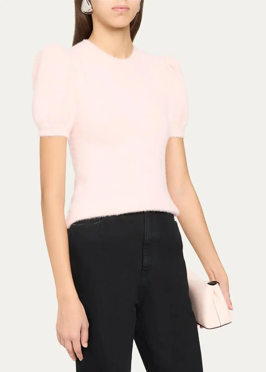 Alice + Olivia Ciara Puff-Sleeve Metallic Fuzzy Knit Sweater | Thumbnail 4 Alice + Olivia Ciara Puff-Sleeve Metallic Fuzzy Knit Sweater | Thumbnail 4