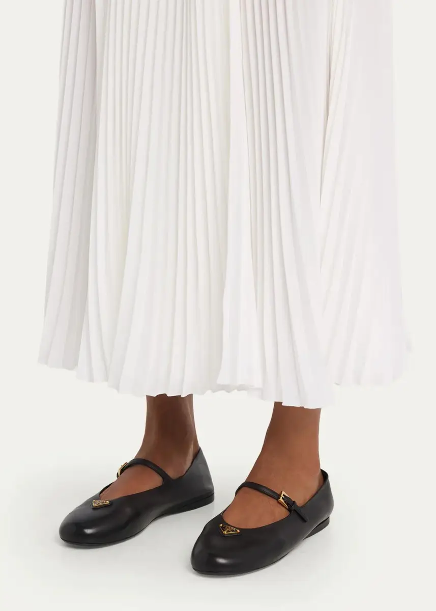 Prada Triangle Logo Leather Mary Jane Ballerina Flats | Thumbnail 2
