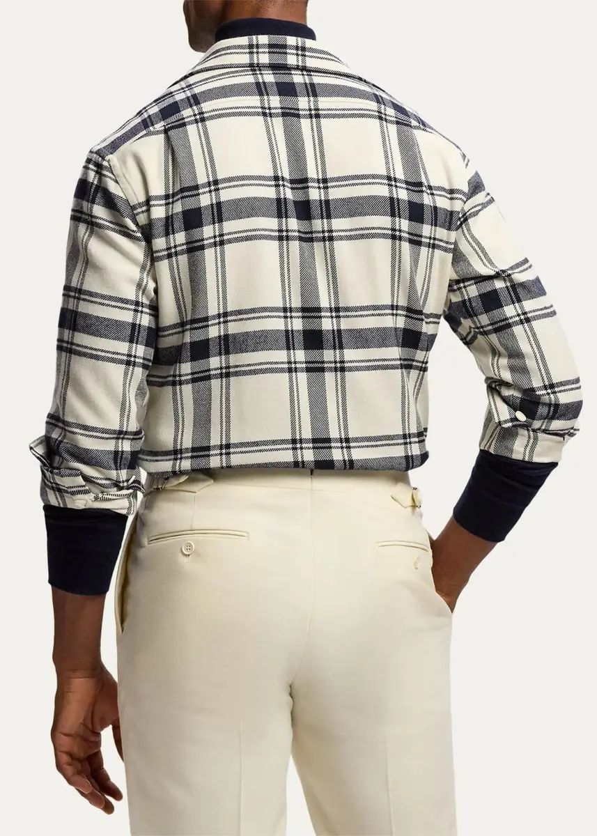 Ralph Lauren Purple Label Men's Plaid Cashmere-Cotton Shirt | Thumbnail 3 Ralph Lauren Purple Label Men's Plaid Cashmere-Cotton Shirt | Thumbnail 3