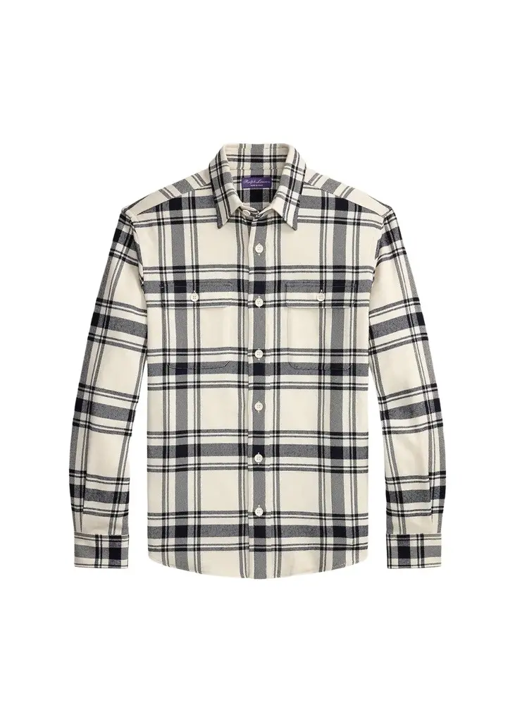 Ralph Lauren Purple Label Men's Plaid Cashmere-Cotton Shirt