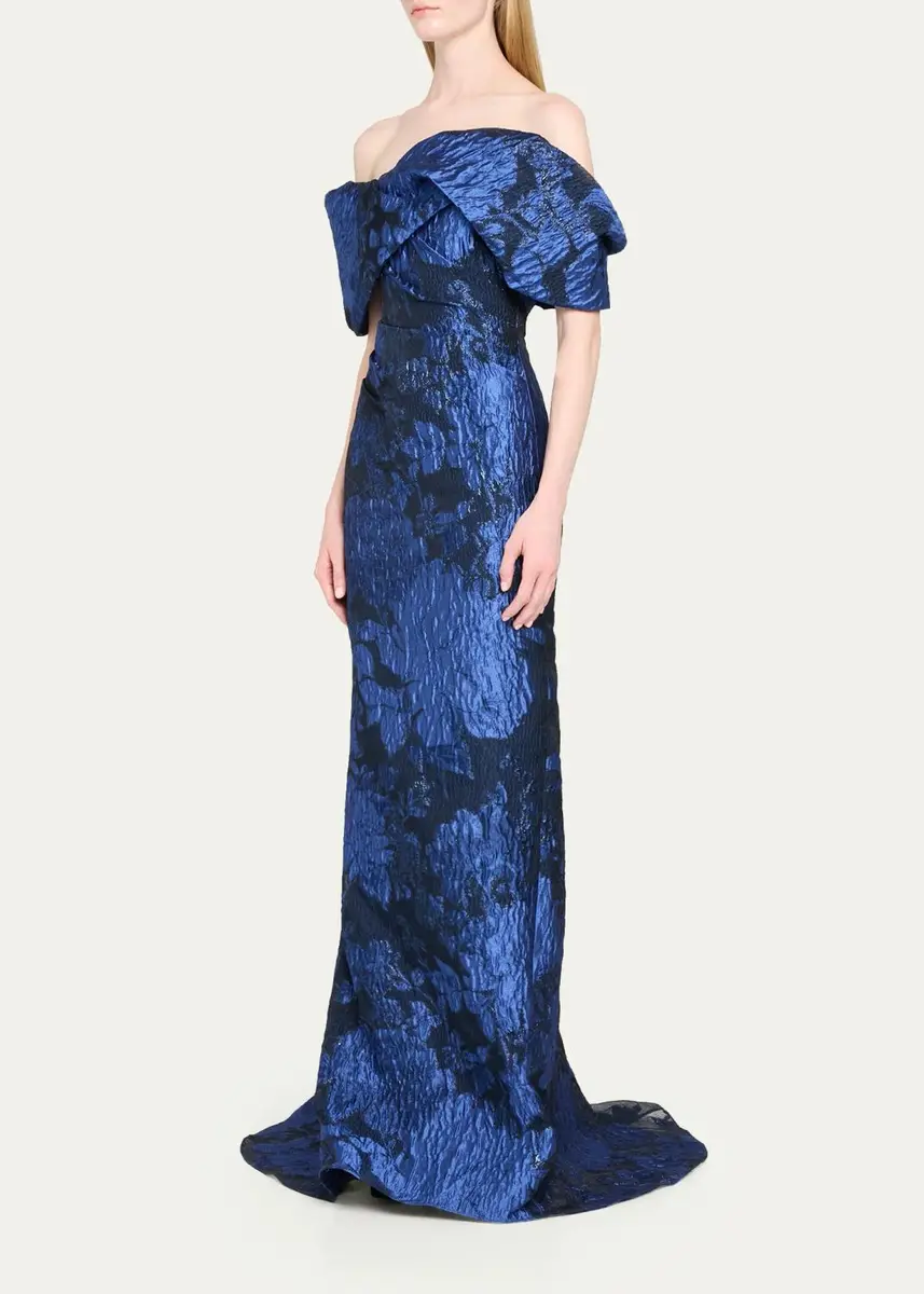 PAMELLA ROLAND Fil Coupe Off-The-Shoulder Fishtail Train Gown | Thumbnail 4 PAMELLA ROLAND Fil Coupe Off-The-Shoulder Fishtail Train Gown | Thumbnail 4