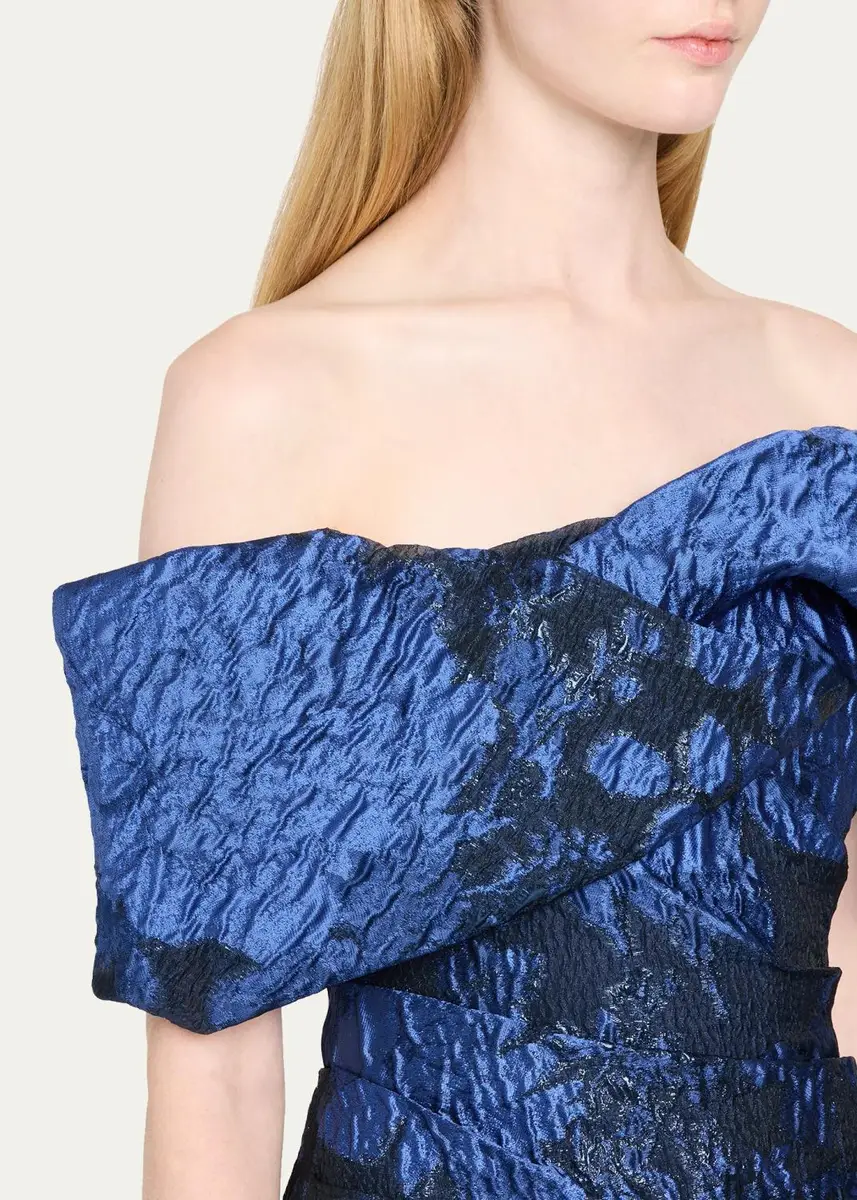 PAMELLA ROLAND Fil Coupe Off-The-Shoulder Fishtail Train Gown | Thumbnail 5 PAMELLA ROLAND Fil Coupe Off-The-Shoulder Fishtail Train Gown | Thumbnail 5