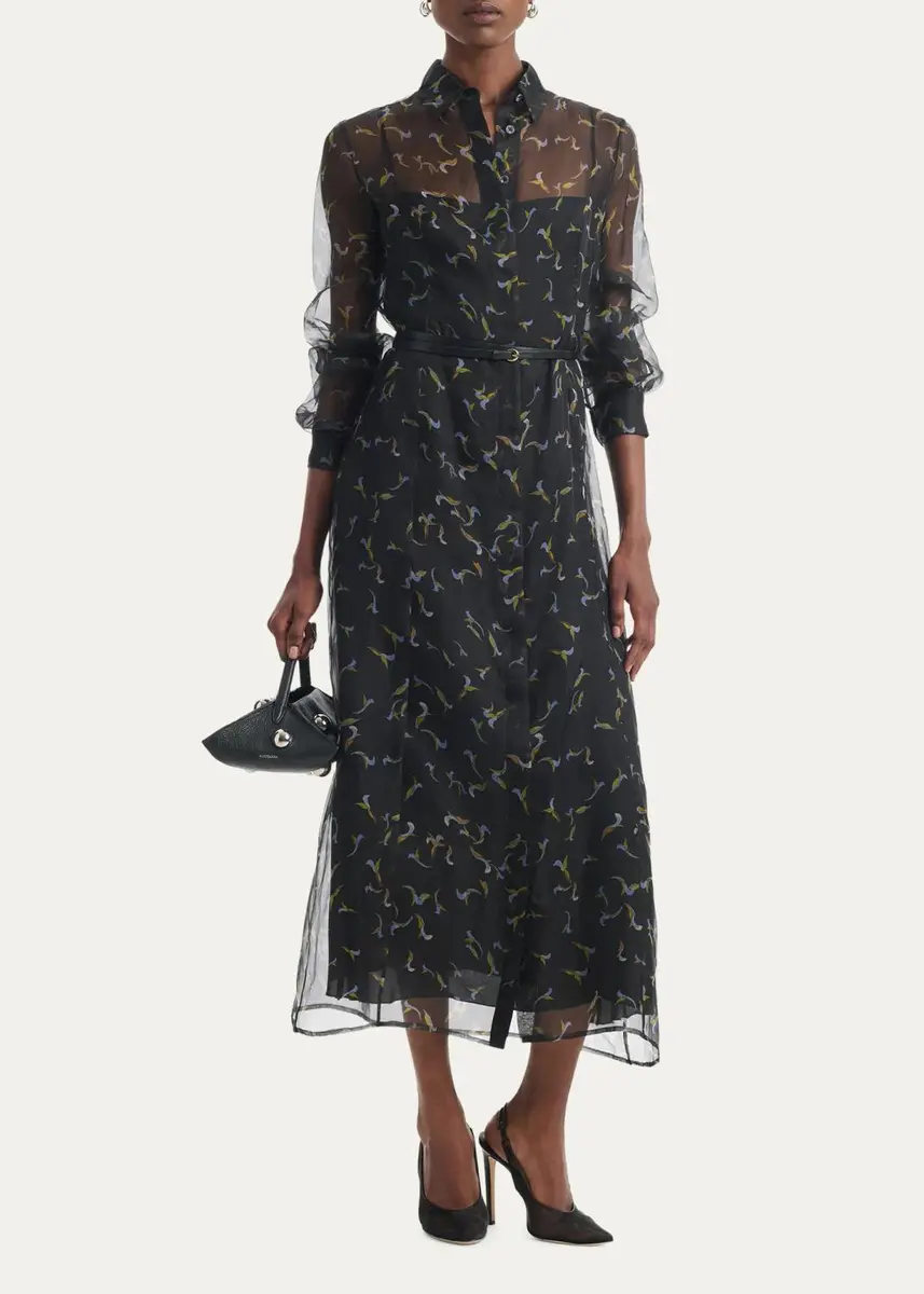 Altuzarra Judina Abstract-Print Silk Organza Belted Midi Shirtdress | Thumbnail 2 Altuzarra Judina Abstract-Print Silk Organza Belted Midi Shirtdress | Thumbnail 2
