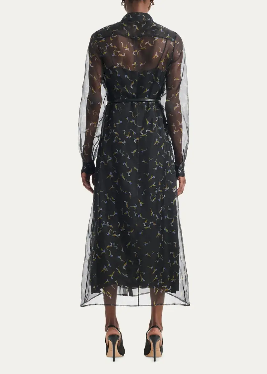 Altuzarra Judina Abstract-Print Silk Organza Belted Midi Shirtdress | Thumbnail 3 Altuzarra Judina Abstract-Print Silk Organza Belted Midi Shirtdress | Thumbnail 3