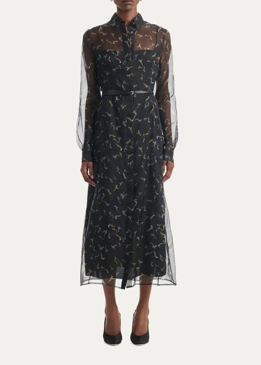 Altuzarra Judina Abstract-Print Silk Organza Belted Midi Shirtdress | Thumbnail 4 Altuzarra Judina Abstract-Print Silk Organza Belted Midi Shirtdress | Thumbnail 4