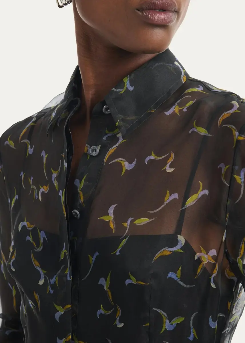 Altuzarra Judina Abstract-Print Silk Organza Belted Midi Shirtdress | Thumbnail 5 Altuzarra Judina Abstract-Print Silk Organza Belted Midi Shirtdress | Thumbnail 5