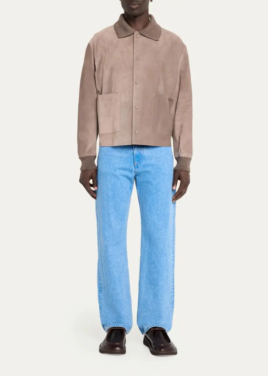 JW Anderson Men's Suede Knit-Trim Blouson | Thumbnail 2 JW Anderson Men's Suede Knit-Trim Blouson | Thumbnail 2