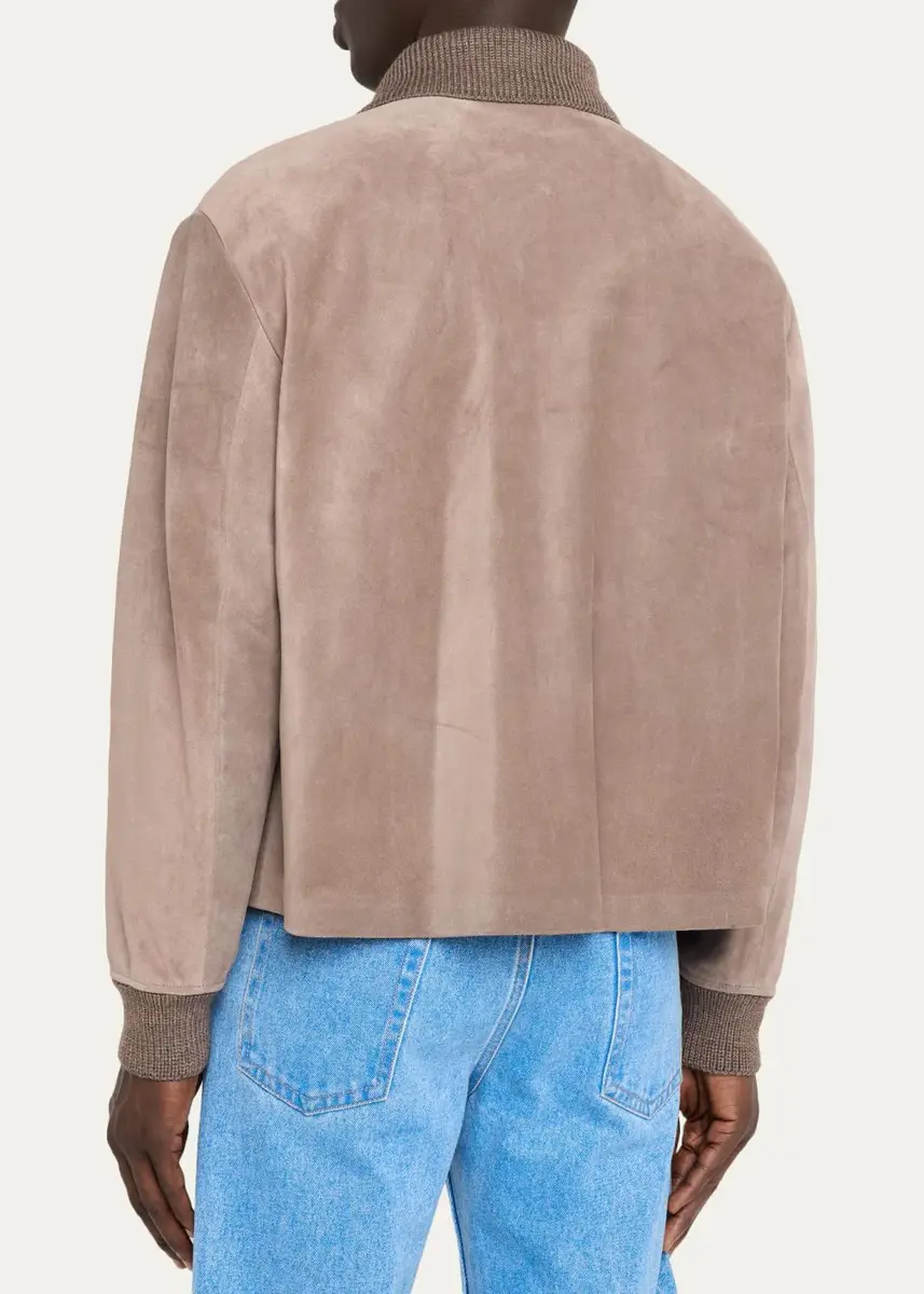 JW Anderson Men's Suede Knit-Trim Blouson | Thumbnail 3 JW Anderson Men's Suede Knit-Trim Blouson | Thumbnail 3