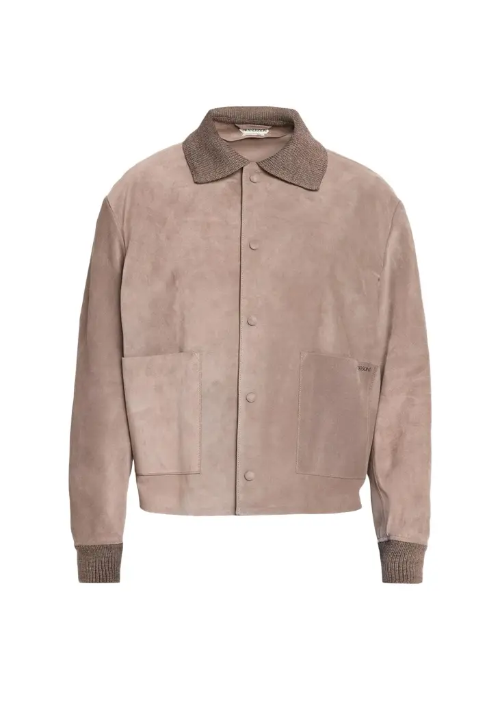 JW Anderson Men's Suede Knit-Trim Blouson
