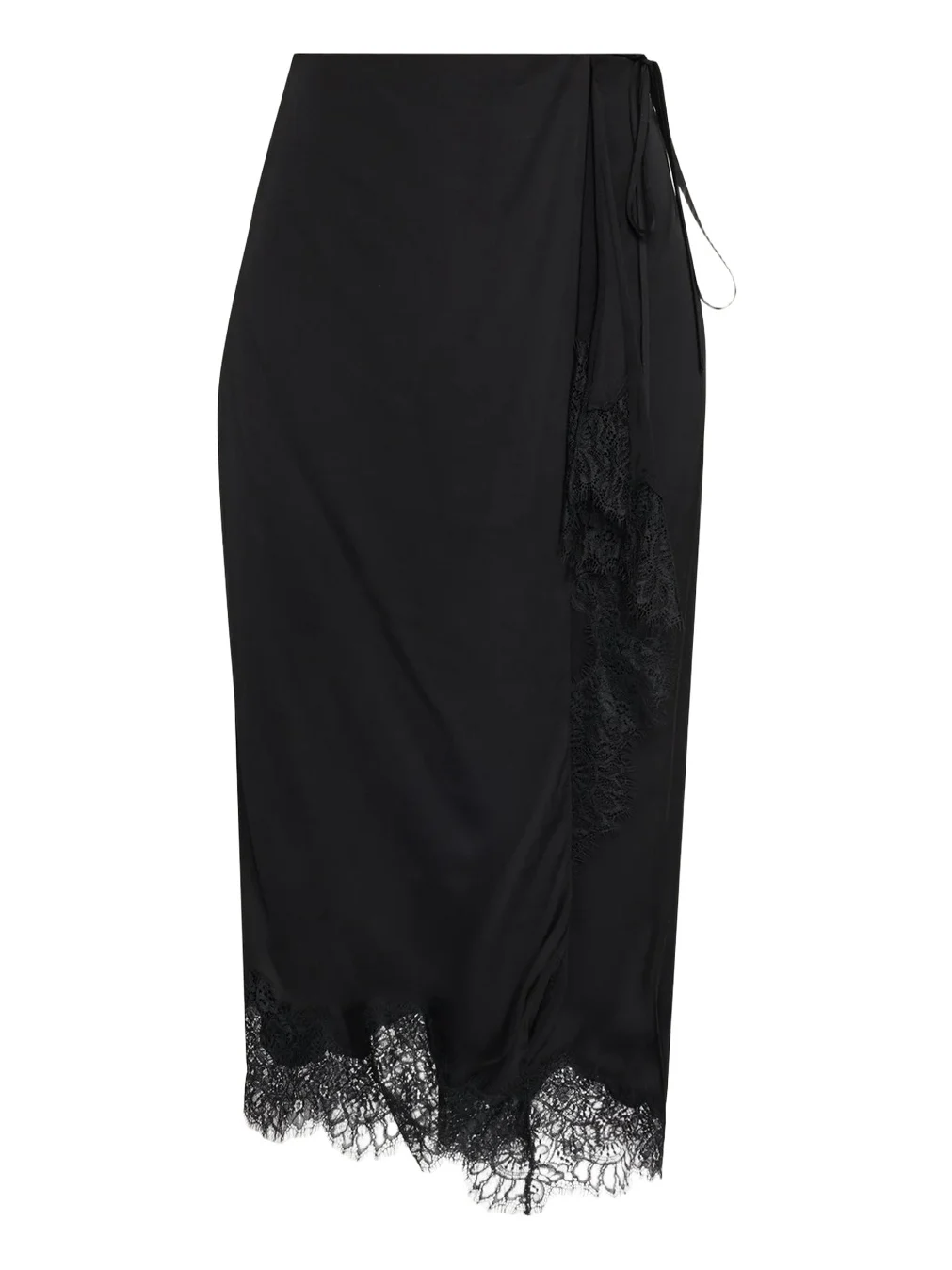 Bree Lace-Trim Satin Midi Skirt Bree Lace-Trim Satin Midi Skirt