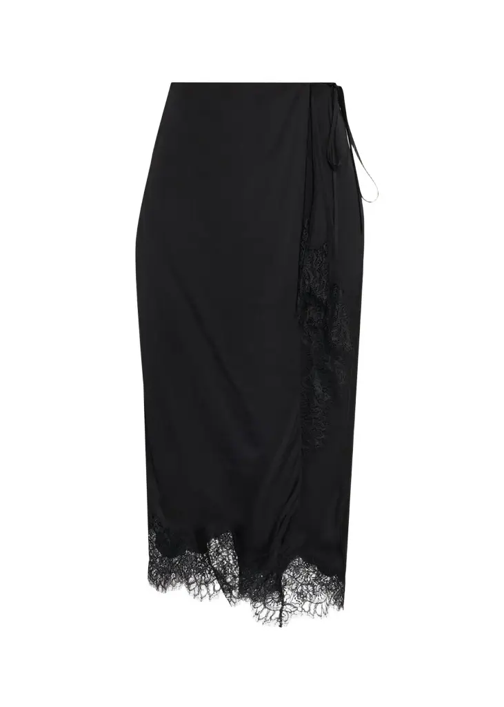 A.L.C. Bree Lace-Trim Satin Midi Skirt