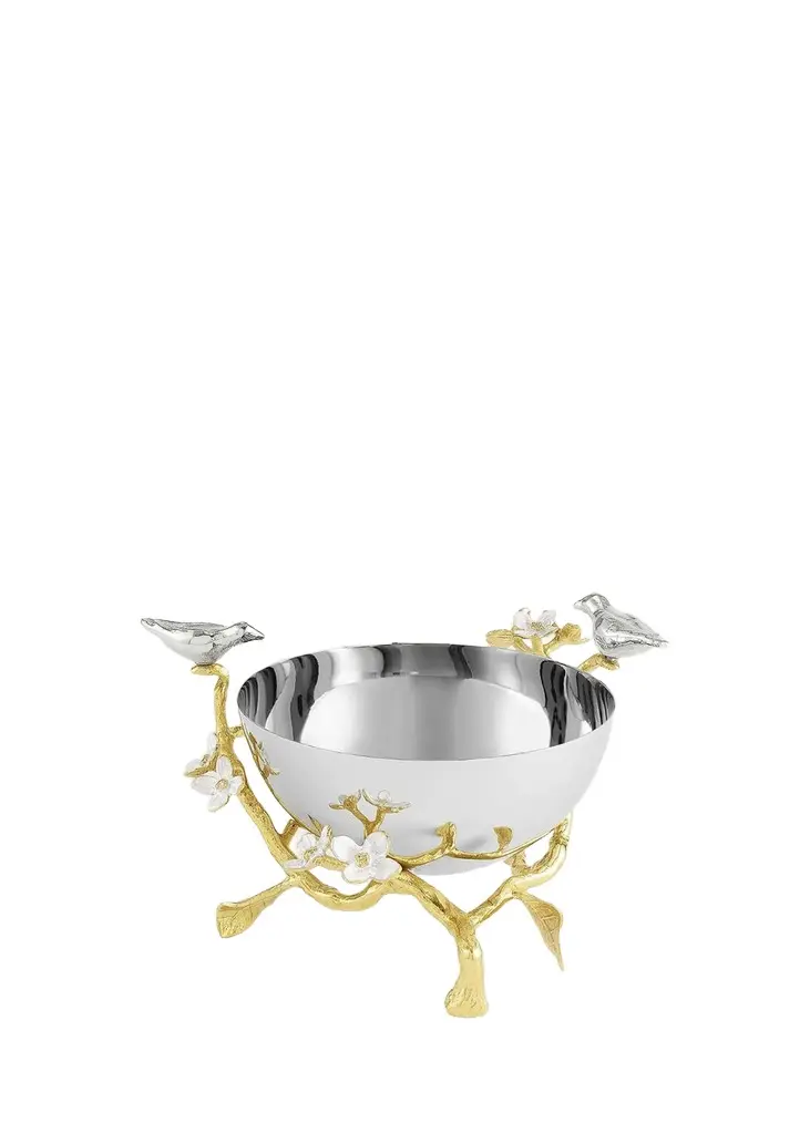 Michael Aram Lovebirds Silver & Gold Nut Bowl