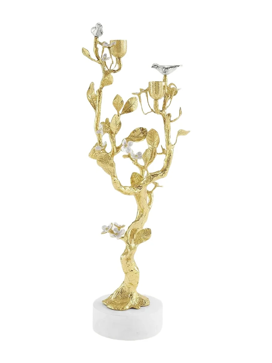 Michael Aram Lovebirds Silver & Gold Candelabra