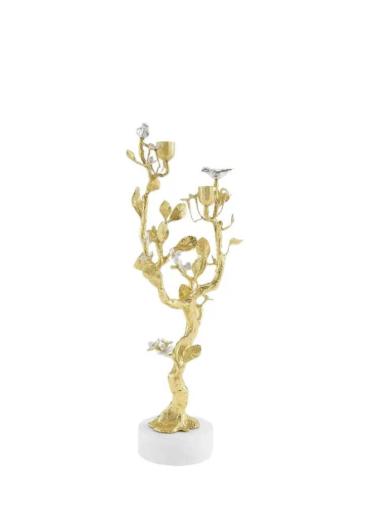 Lovebirds Silver & Gold Candelabra