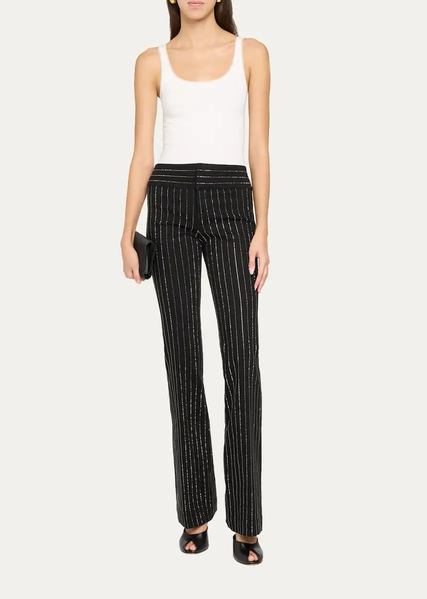 Alice + Olivia Hot Embelleshed Pinstripe Bootcut-Leg Jeans | Thumbnail 2 Alice + Olivia Hot Embelleshed Pinstripe Bootcut-Leg Jeans | Thumbnail 2