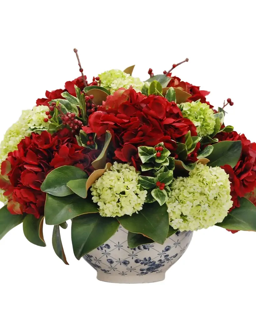Winward Home Hydrangea & Magnolia Leaf in Bowl