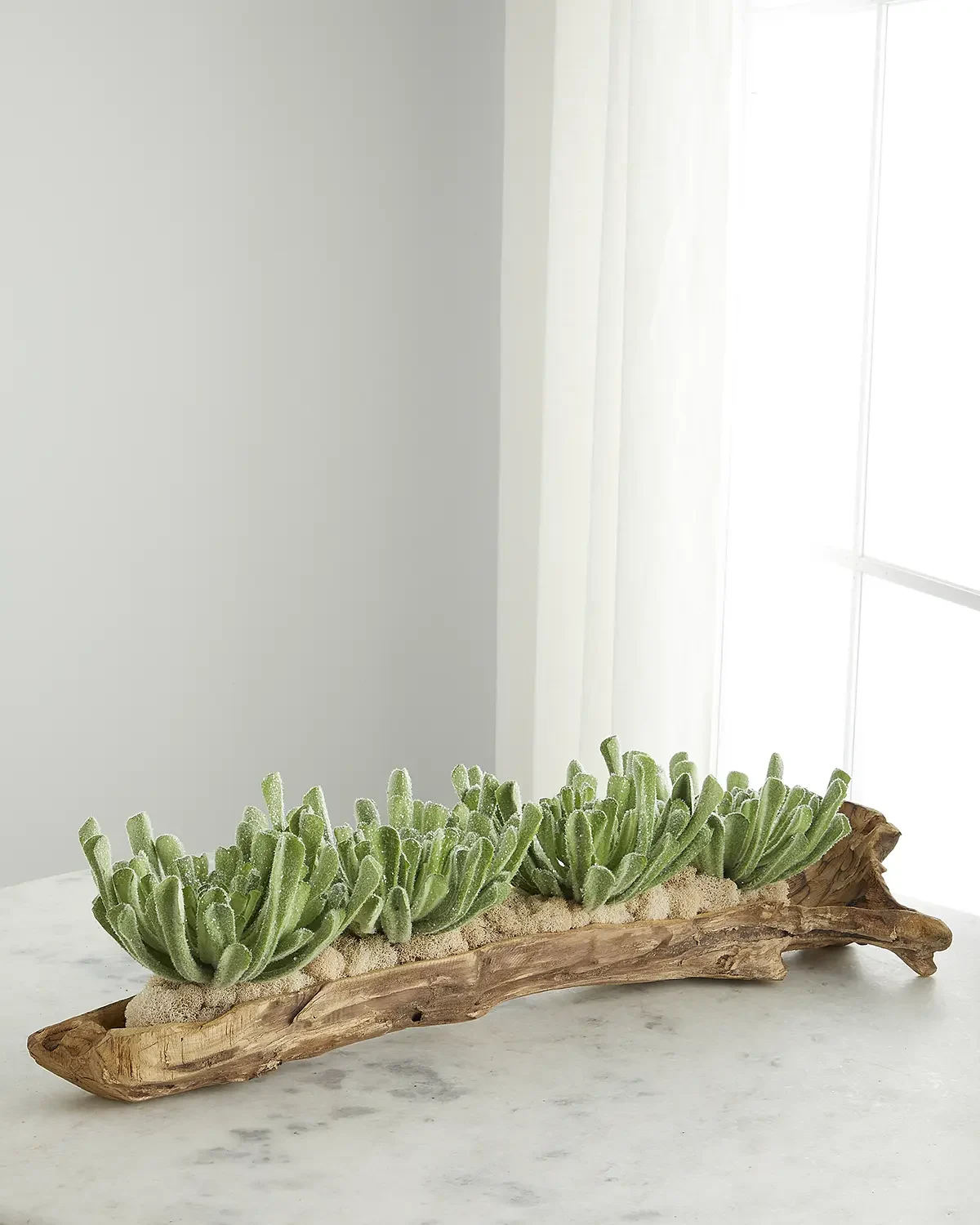 T & C Floral Company Gilded Succulent Log Faux Floral Arrangement
