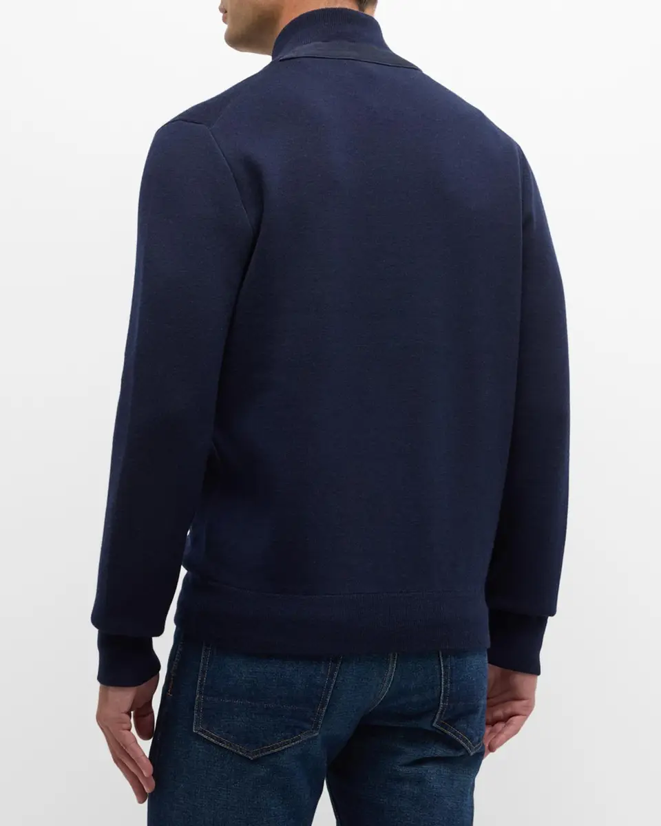 Neiman Marcus Men's Double-Knit Wool Full-Zip Jacket | Thumbnail 4