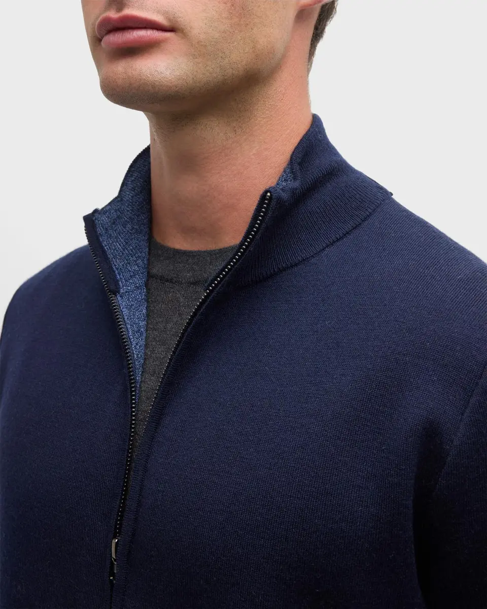 Neiman Marcus Men's Double-Knit Wool Full-Zip Jacket | Thumbnail 5