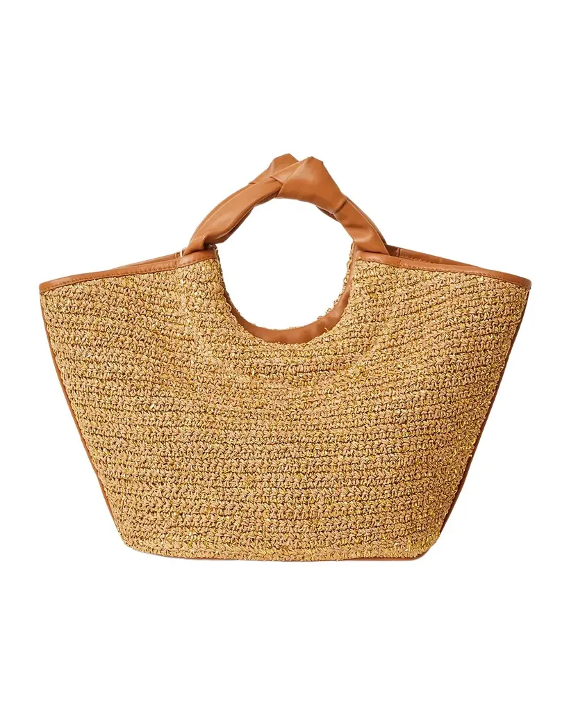 Florian Knotted Metallic Raffia Tote Bag