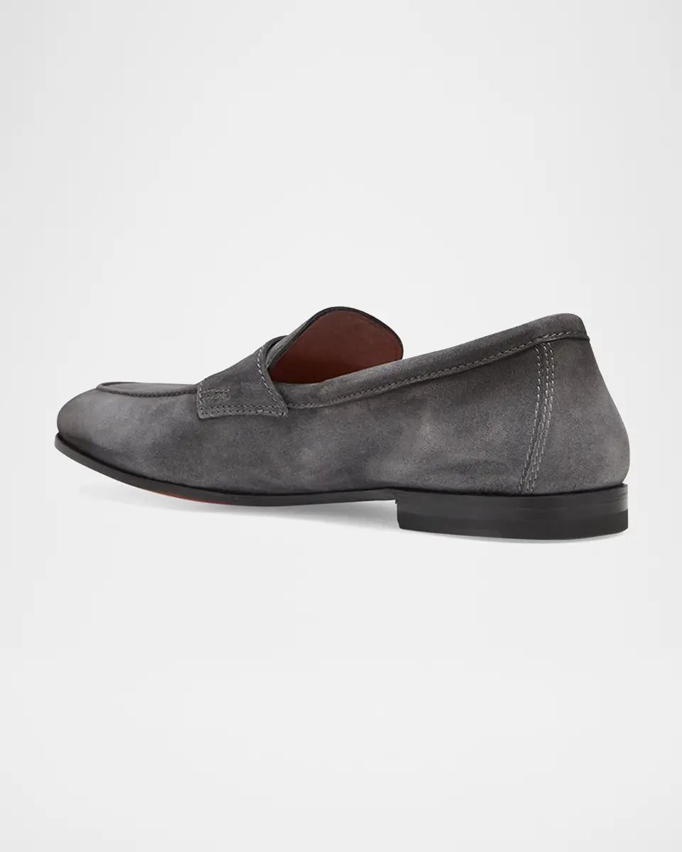 Santoni Men's Carlos Suede Penny Loafers | Thumbnail 4