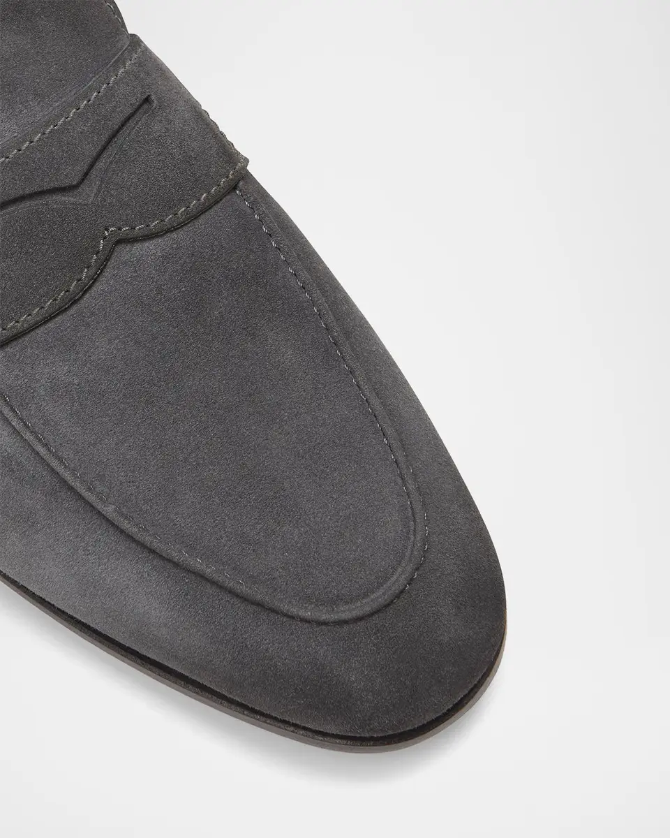 Santoni Men's Carlos Suede Penny Loafers | Thumbnail 5