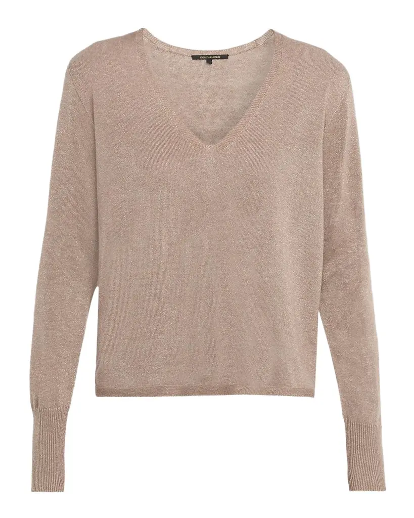 Kobi Halperin Vinny V-Neck Shimmer Knit Sweater