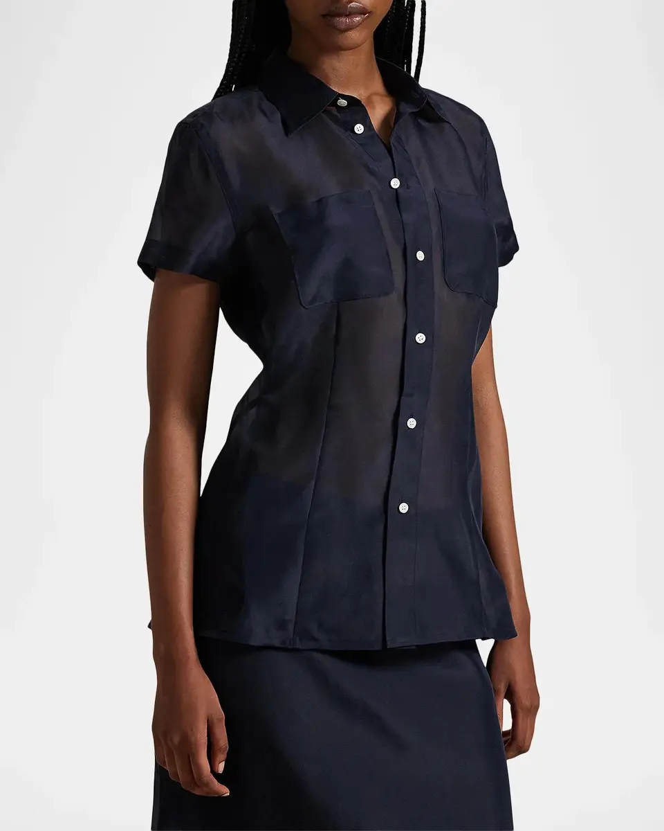 Polo Ralph Lauren Charlie Mulberry Silk Short-Sleeve Shirt | Thumbnail 4 Polo Ralph Lauren Charlie Mulberry Silk Short-Sleeve Shirt | Thumbnail 4