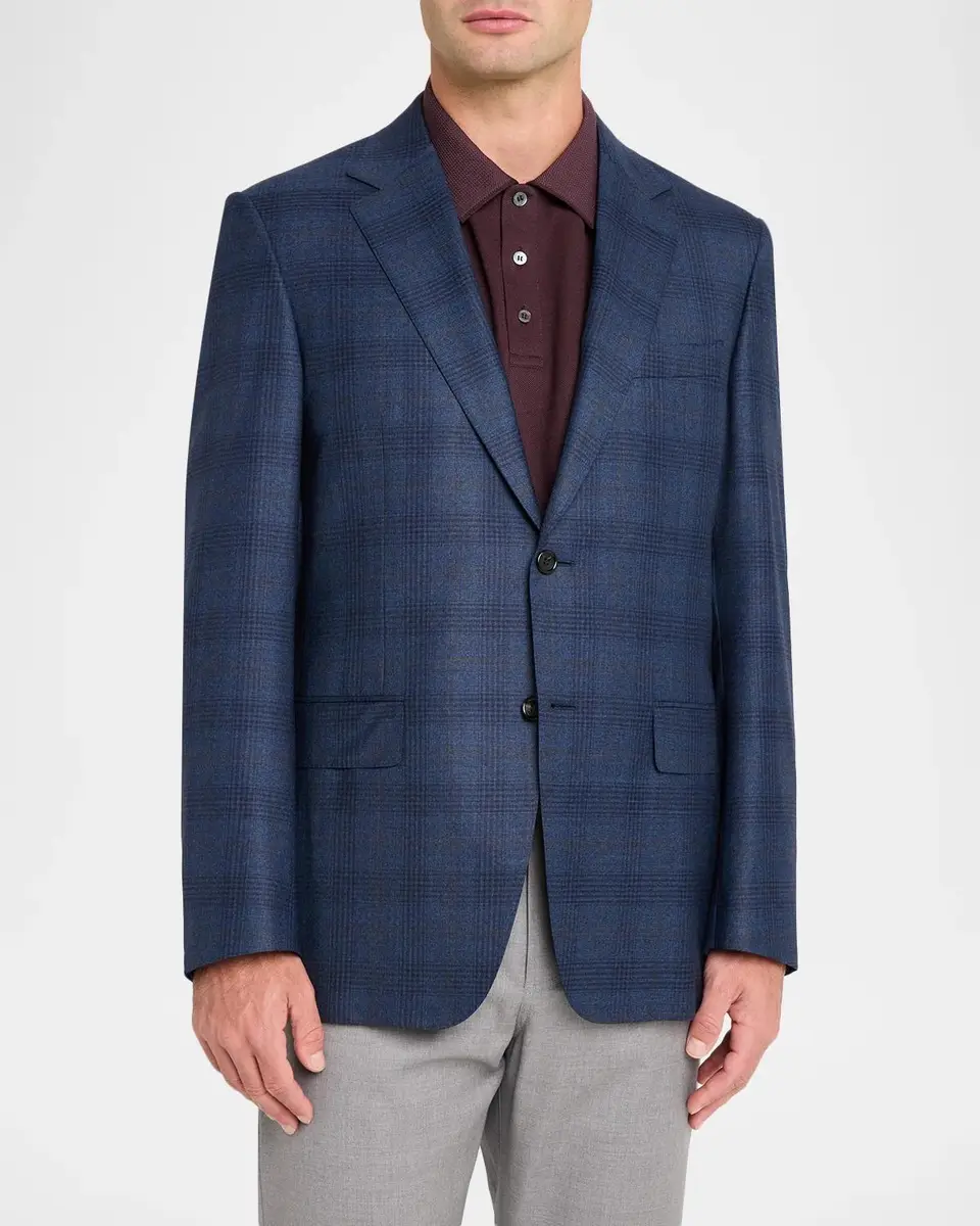 Canali Men's Plaid Wool Blazer | Thumbnail 4