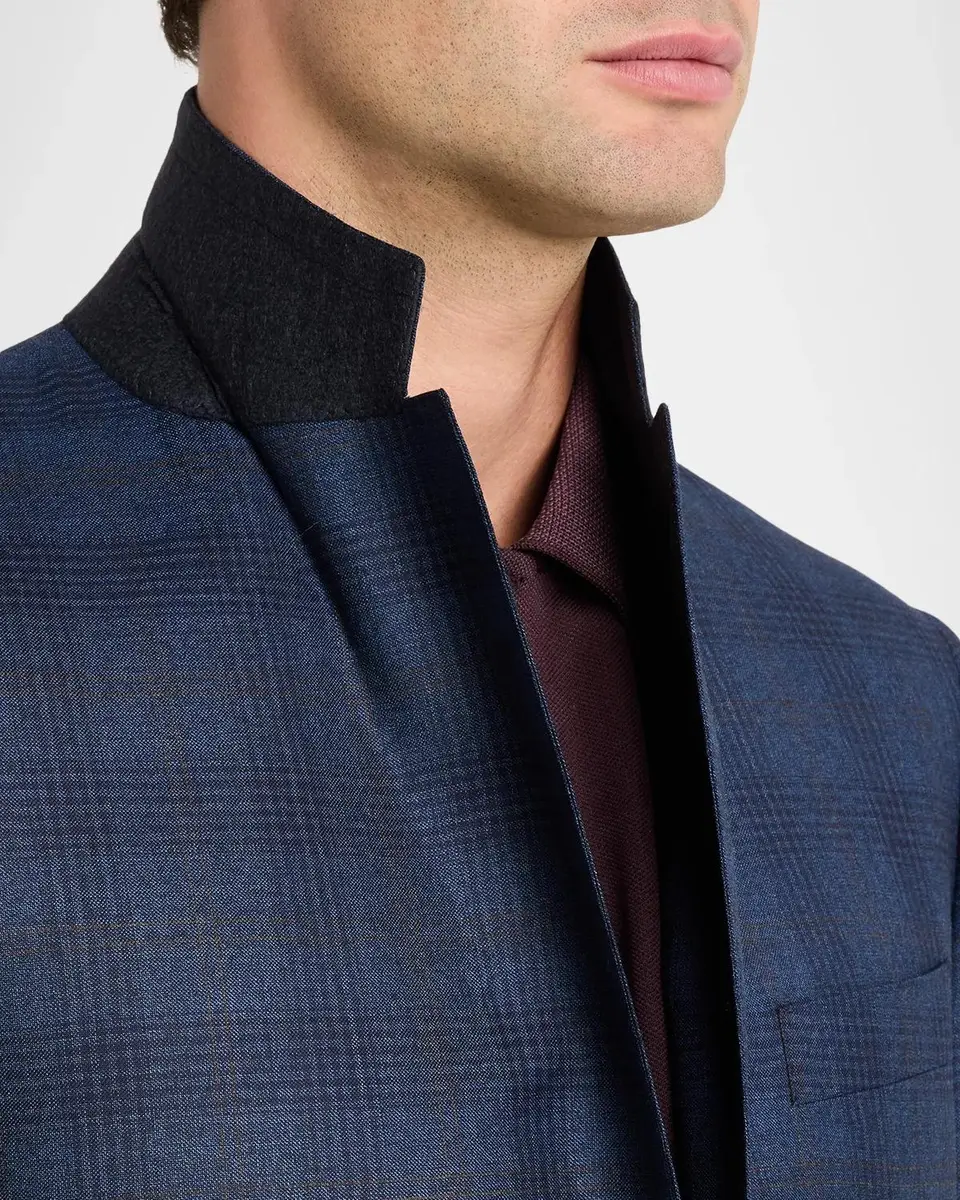 Canali Men's Plaid Wool Blazer | Thumbnail 7