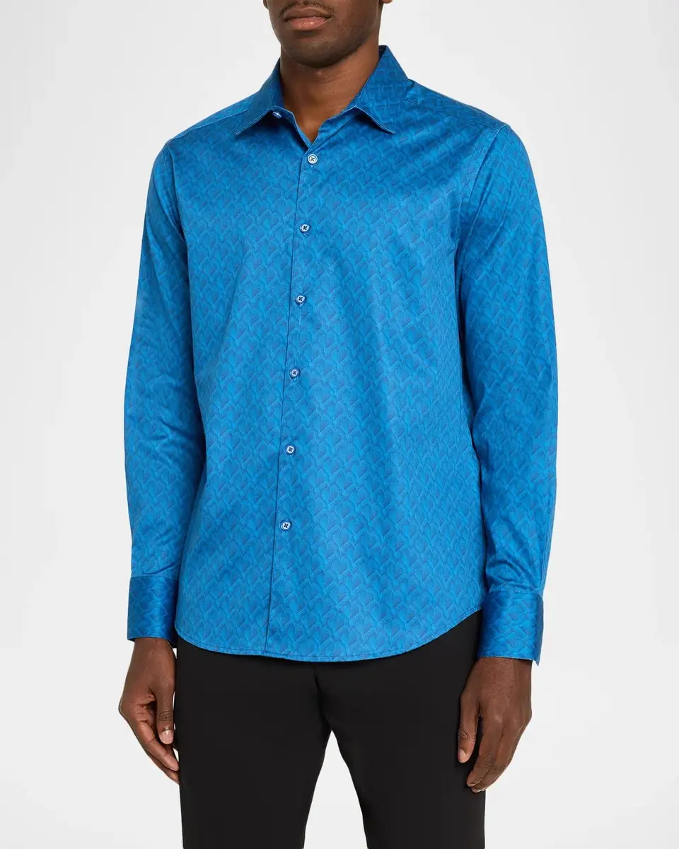 Robert Graham Men's Geometric Print Stretch-Cotton Shirt | Thumbnail 4 Robert Graham Men's Geometric Print Stretch-Cotton Shirt | Thumbnail 4