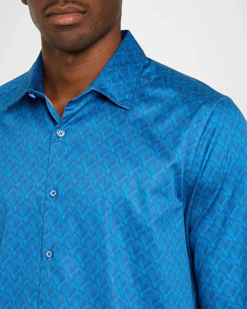 Robert Graham Men's Geometric Print Stretch-Cotton Shirt | Thumbnail 5 Robert Graham Men's Geometric Print Stretch-Cotton Shirt | Thumbnail 5