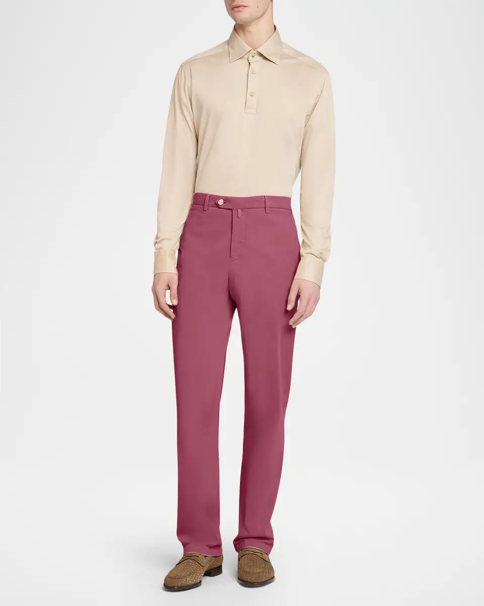 Kiton Men's Lyocell Straight-Leg Flat-Front Pants | Thumbnail 2